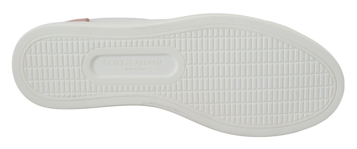 Dolce & Gabbana Low-Top Sneaker aus Leder in Weiß und Pink