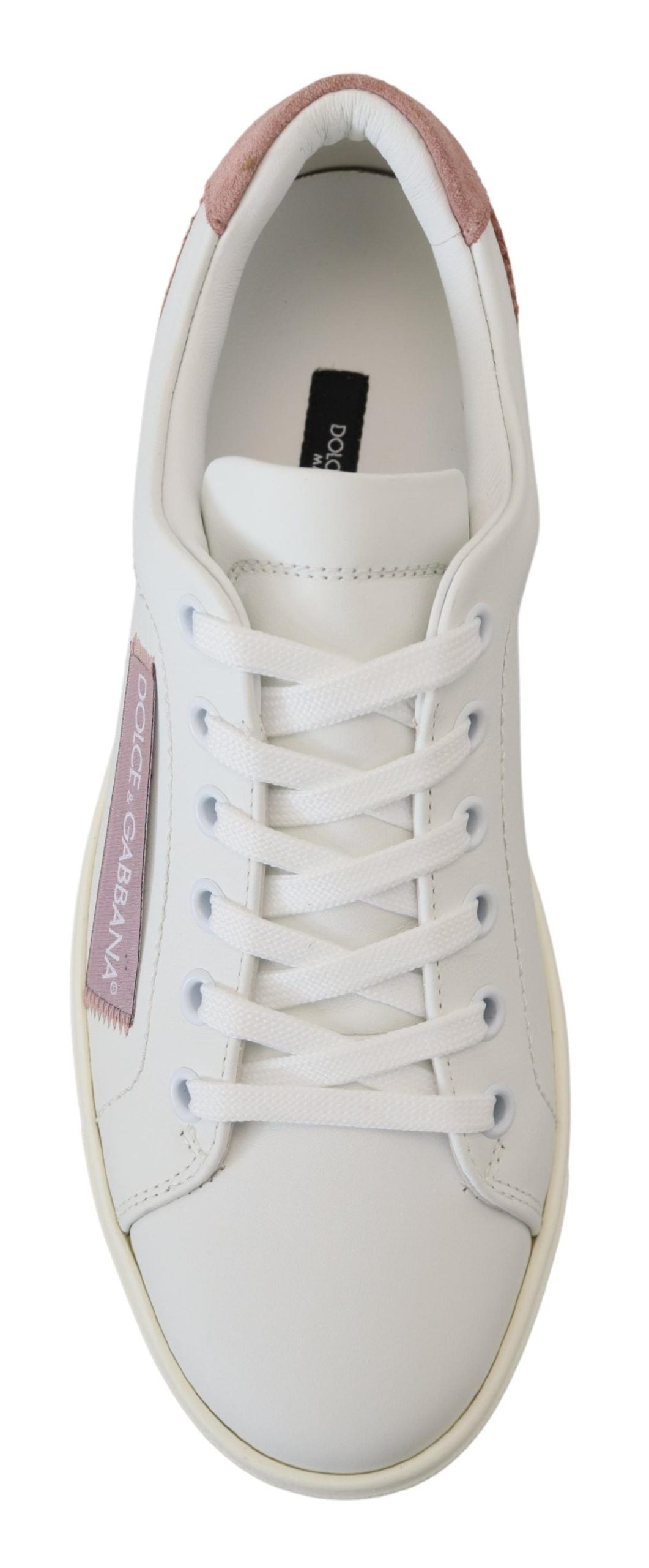 Dolce & Gabbana Low-Top Sneaker aus Leder in Weiß und Pink