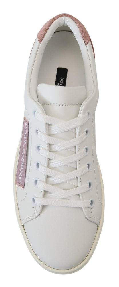 Dolce & Gabbana Low-Top Sneaker aus Leder in Weiß und Pink