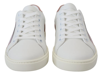 Dolce & Gabbana Low-Top Sneaker aus Leder in Weiß und Pink
