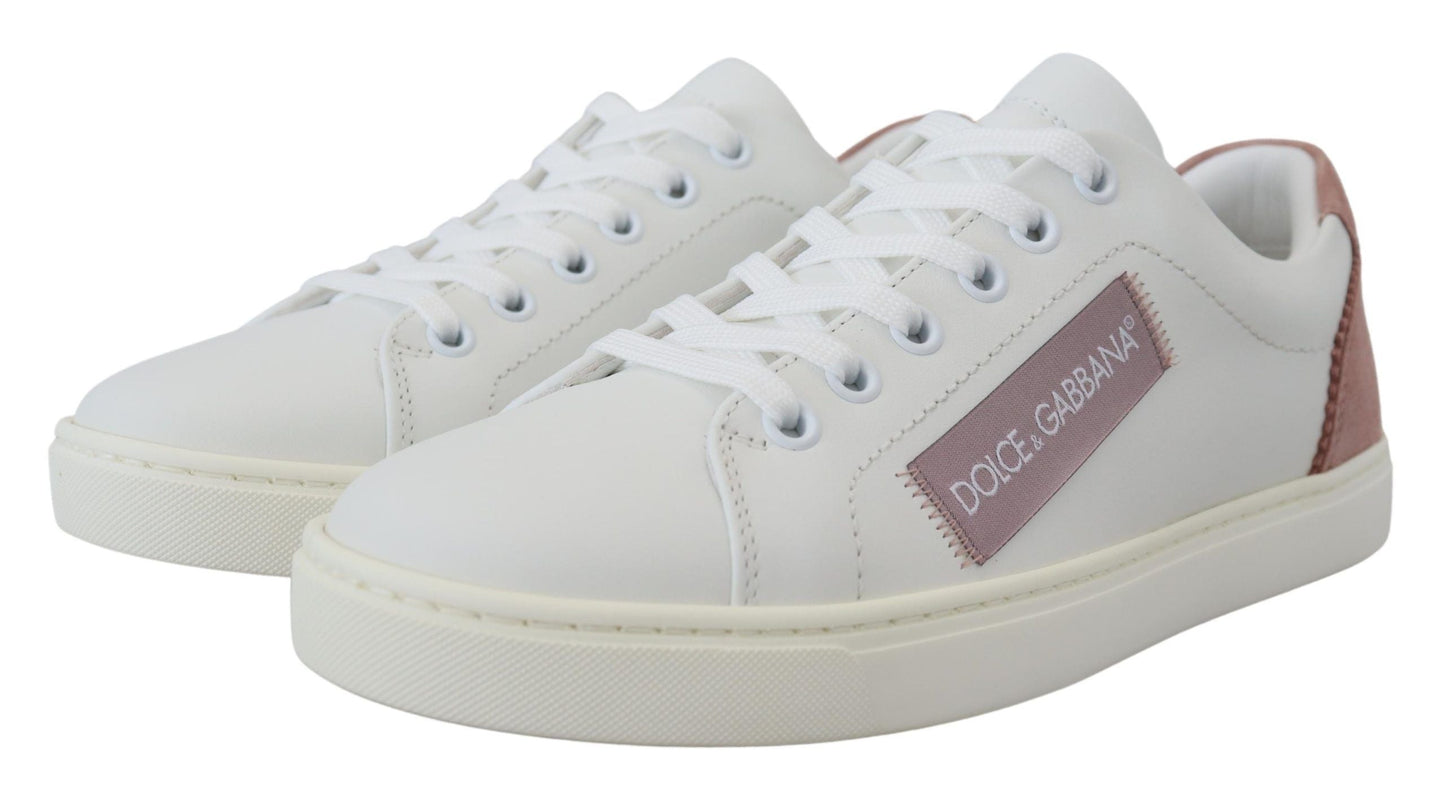 Dolce & Gabbana Low-Top Sneaker aus Leder in Weiß und Pink