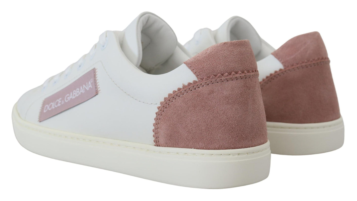 Dolce & Gabbana Low-Top Sneaker aus Leder in Weiß und Pink