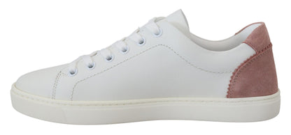 Dolce & Gabbana Low-Top Sneaker aus Leder in Weiß und Pink