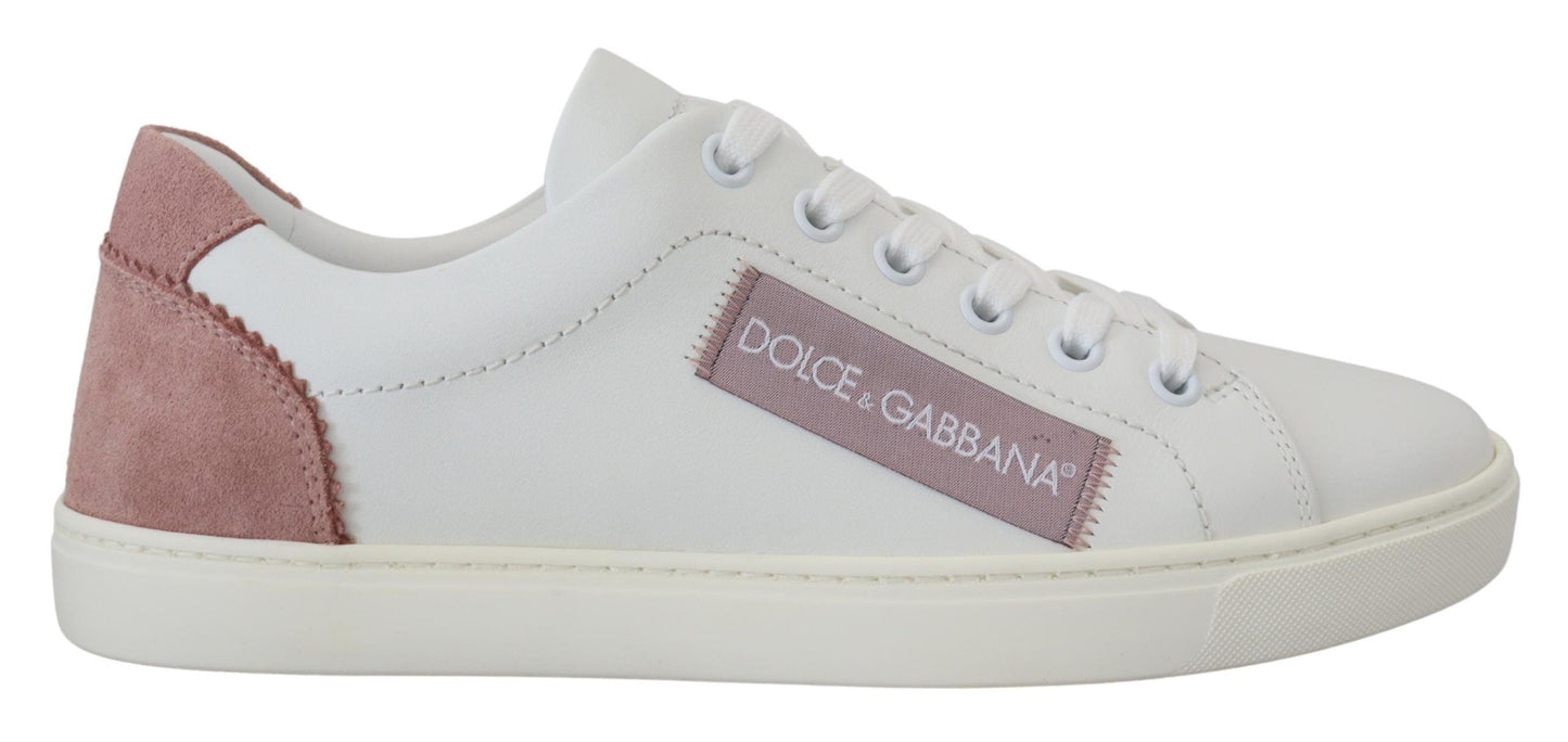 Dolce & Gabbana Low-Top Sneaker aus Leder in Weiß und Pink