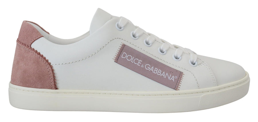 Dolce & Gabbana Low-Top Sneaker aus Leder in Weiß und Pink