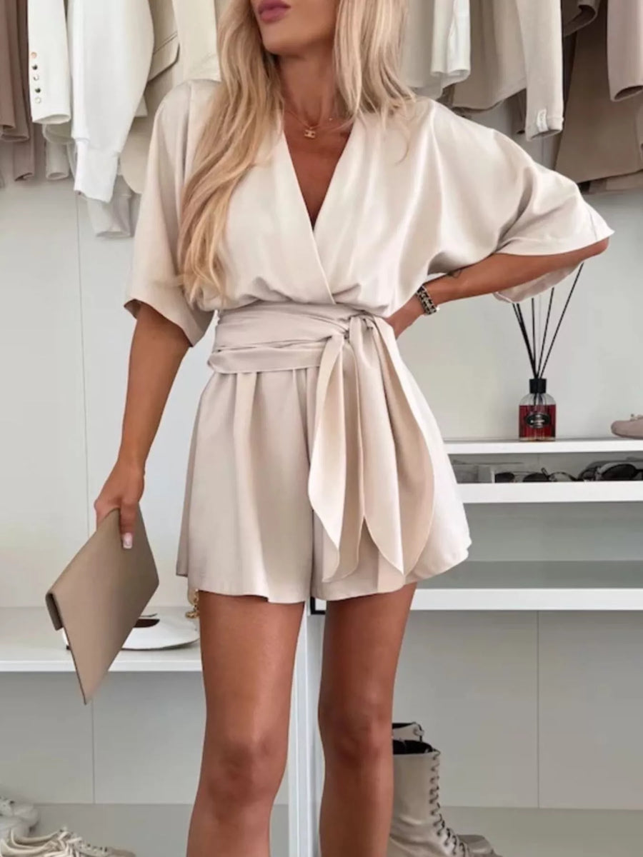 Damen Wickel-Jumpsuit mit Bindegürtel
