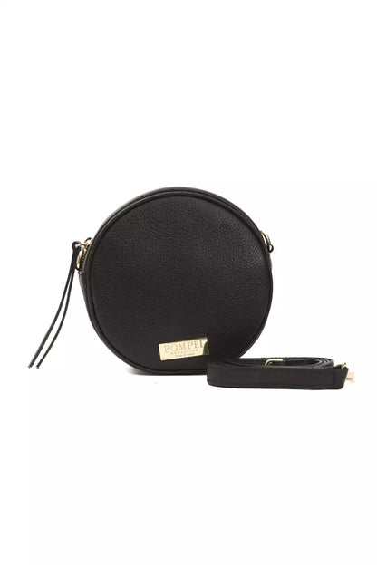 Pompei Donatella Kleine Oval Crossbody Tasche aus Leder in Schwarz