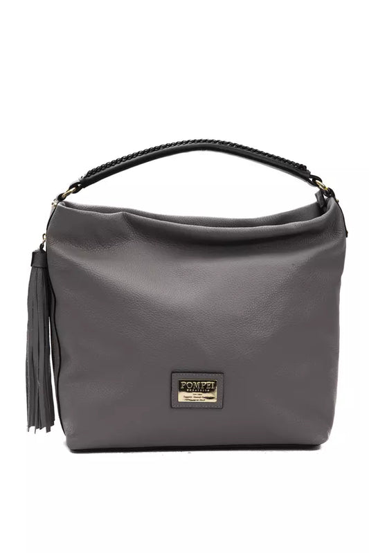Pompei Donatella Schultertasche aus Leder in Grau