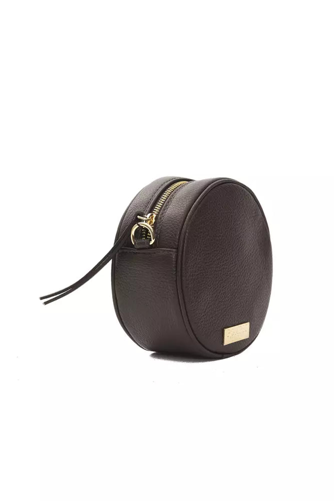 Pompei Donatella Kleine Oval Crossbody Tasche aus Leder in Braun