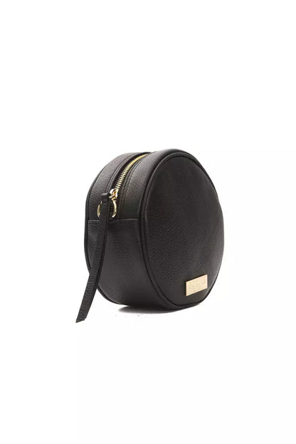 Pompei Donatella Kleine Oval Crossbody Tasche aus Leder in Schwarz