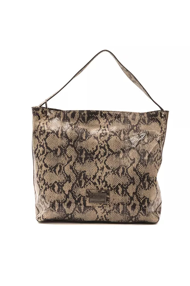 Pompei Donatella Schultertasche aus Leder in Braun mit Python-Prägung