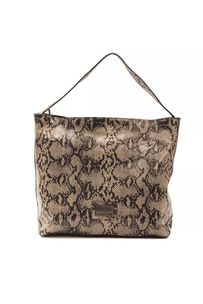 Pompei Donatella Schultertasche aus Leder in Braun mit Python-Prägung