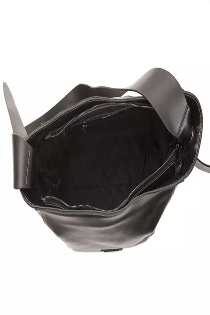 Pompei Donatella Schultertasche aus Leder in Schwarz