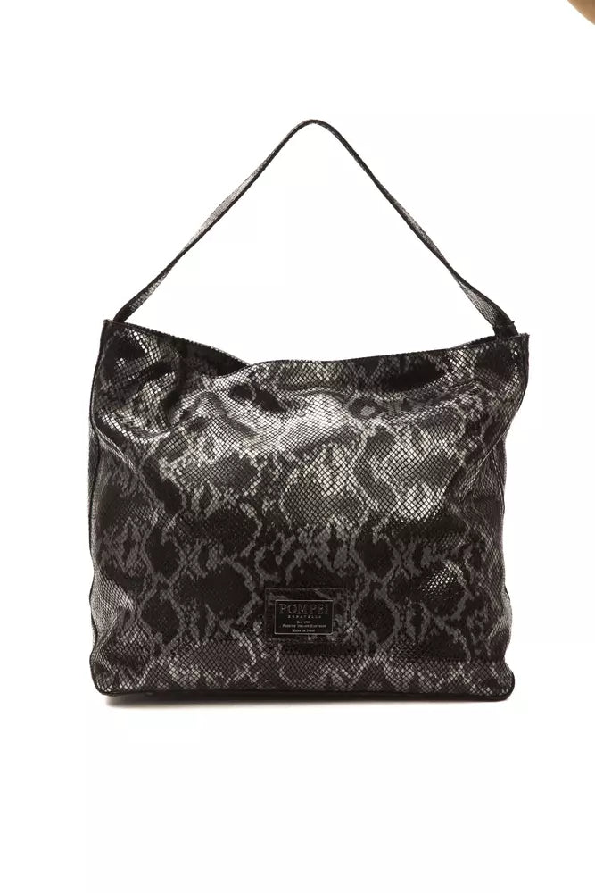 Pompei Donatella Schultertasche aus Leder in Grau mit Python-Prägung