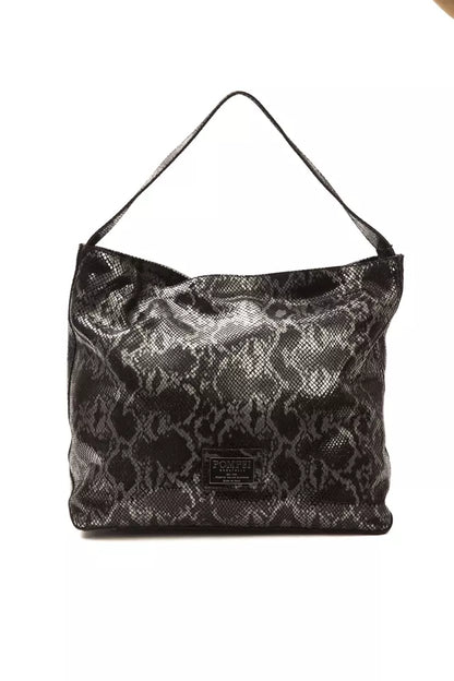 Pompei Donatella Schultertasche aus Leder in Grau mit Python-Prägung