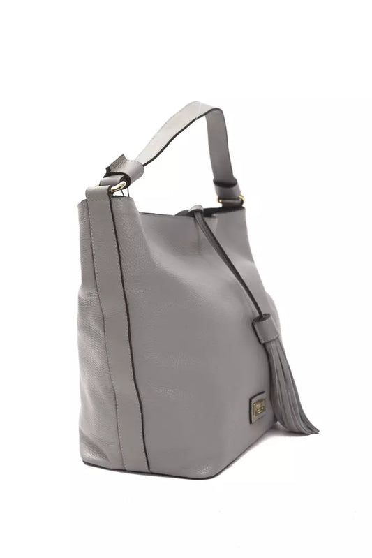 Pompei Donatella Schultertasche aus Leder in Grau