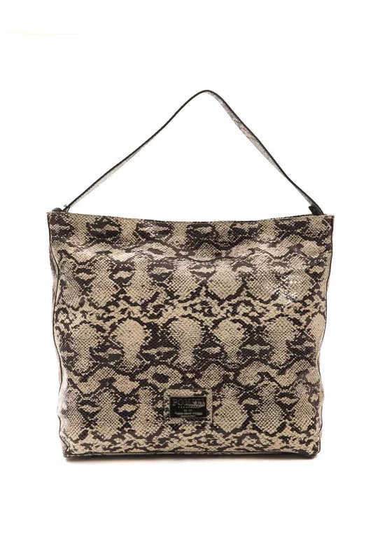 Pompei Donatella Schultertasche aus Leder in Grau mit Python-Prägung