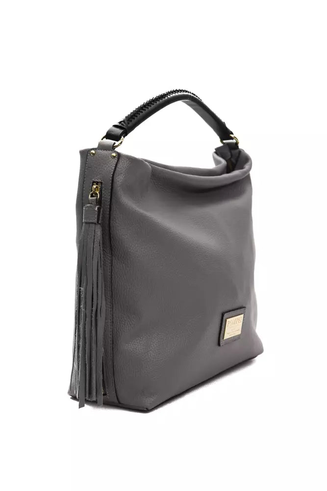 Pompei Donatella Schultertasche aus Leder in Grau