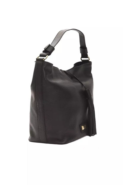 Pompei Donatella Schultertasche aus Leder in Schwarz