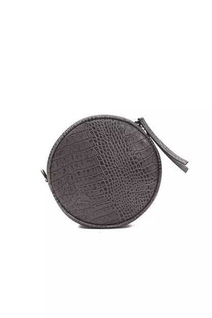 Pompei Donatella Kleine Oval Crossbody Tasche aus Leder in Grau mit Kroko-Prägung