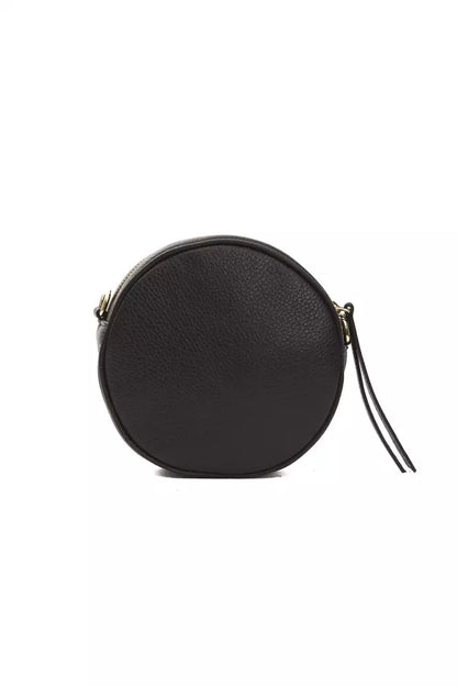 Pompei Donatella Kleine Oval Crossbody Tasche aus Leder in Schwarz