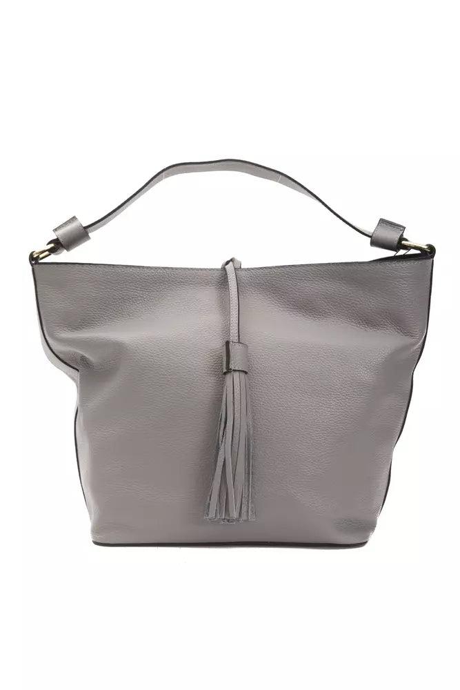 Pompei Donatella Schultertasche aus Leder in Grau