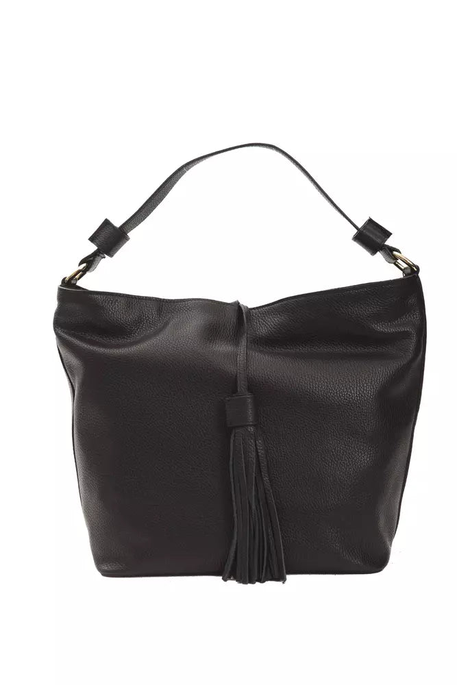 Pompei Donatella Schultertasche aus Leder in Schwarz