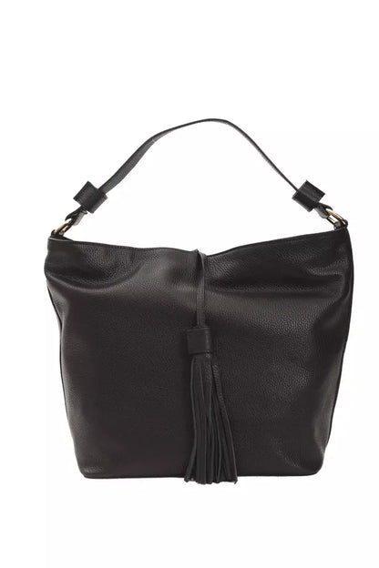 Pompei Donatella Schultertasche aus Leder in Schwarz