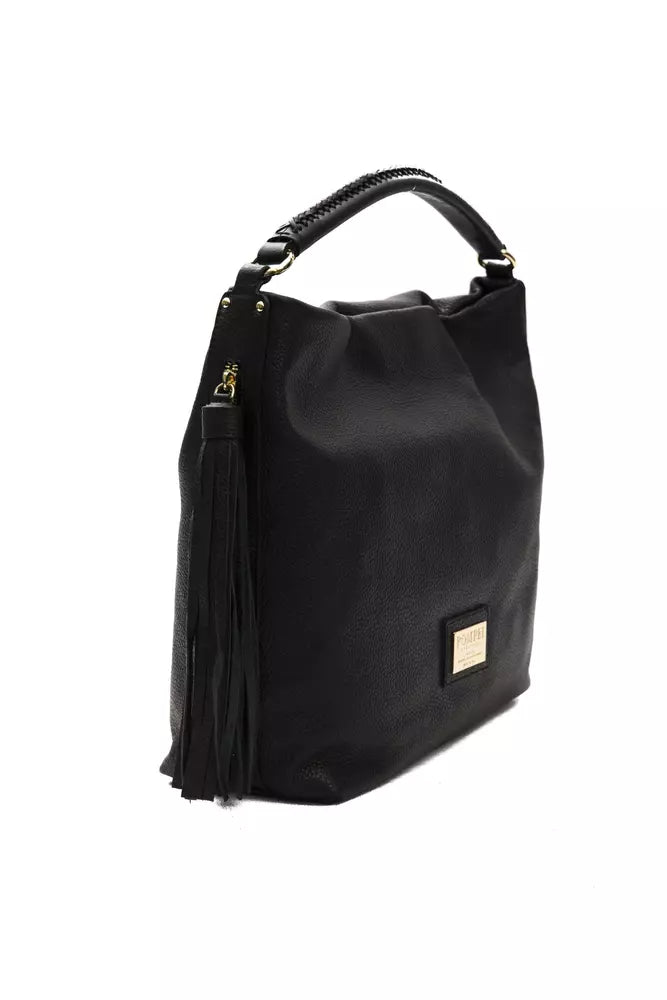 Pompei Donatella Schultertasche aus Leder in Schwarz