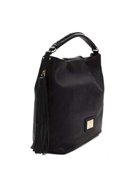 Pompei Donatella Schultertasche aus Leder in Schwarz