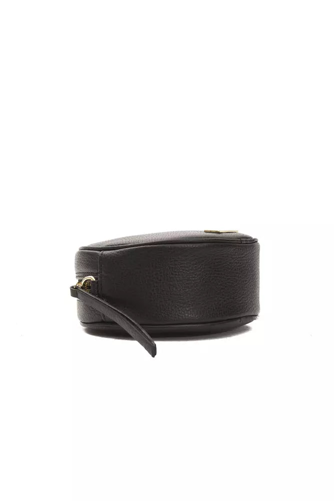 Pompei Donatella Kleine Oval Crossbody Tasche aus Leder in Schwarz