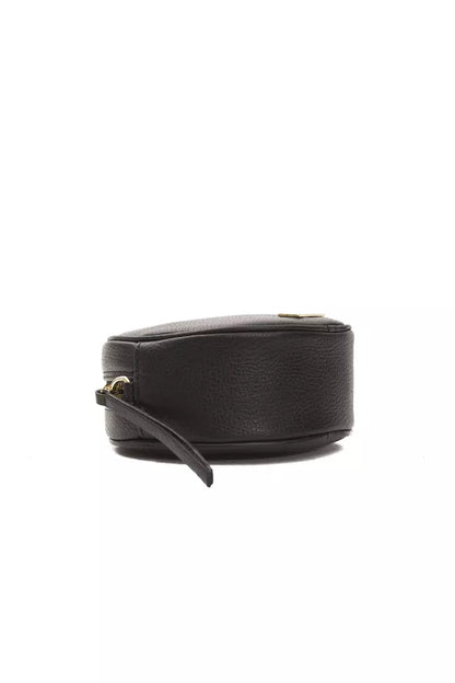 Pompei Donatella Kleine Oval Crossbody Tasche aus Leder in Schwarz
