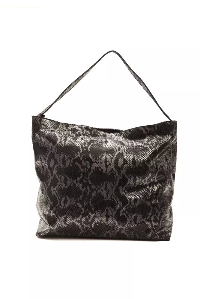 Pompei Donatella Schultertasche aus Leder in Grau mit Python-Prägung