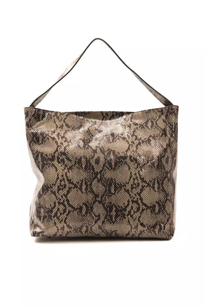 Pompei Donatella Schultertasche aus Leder in Braun mit Python-Prägung