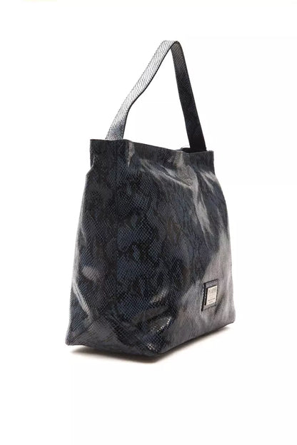 Pompei Donatella Schultertasche aus Leder in Blau mit Python-Prägung
