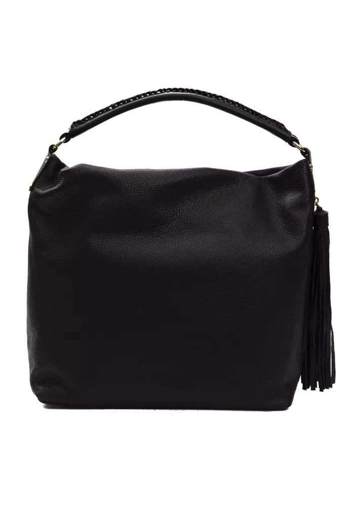 Pompei Donatella Schultertasche aus Leder in Schwarz