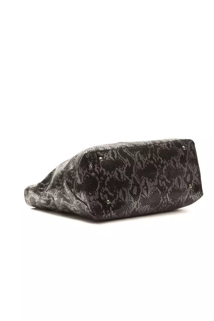 Pompei Donatella Schultertasche aus Leder in Grau mit Python-Prägung