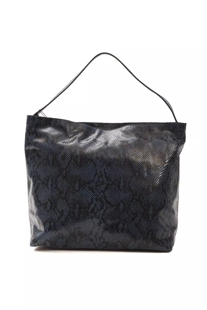 Pompei Donatella Schultertasche aus Leder in Blau mit Python-Prägung