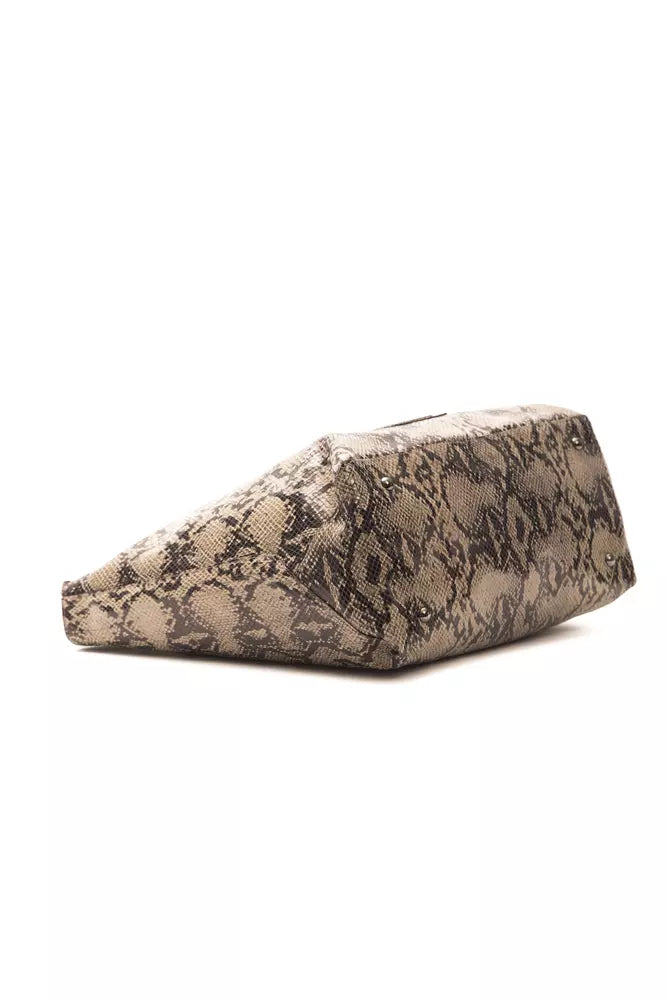 Pompei Donatella Schultertasche aus Leder in Braun mit Python-Prägung