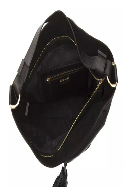 Pompei Donatella Schultertasche aus Leder in Schwarz