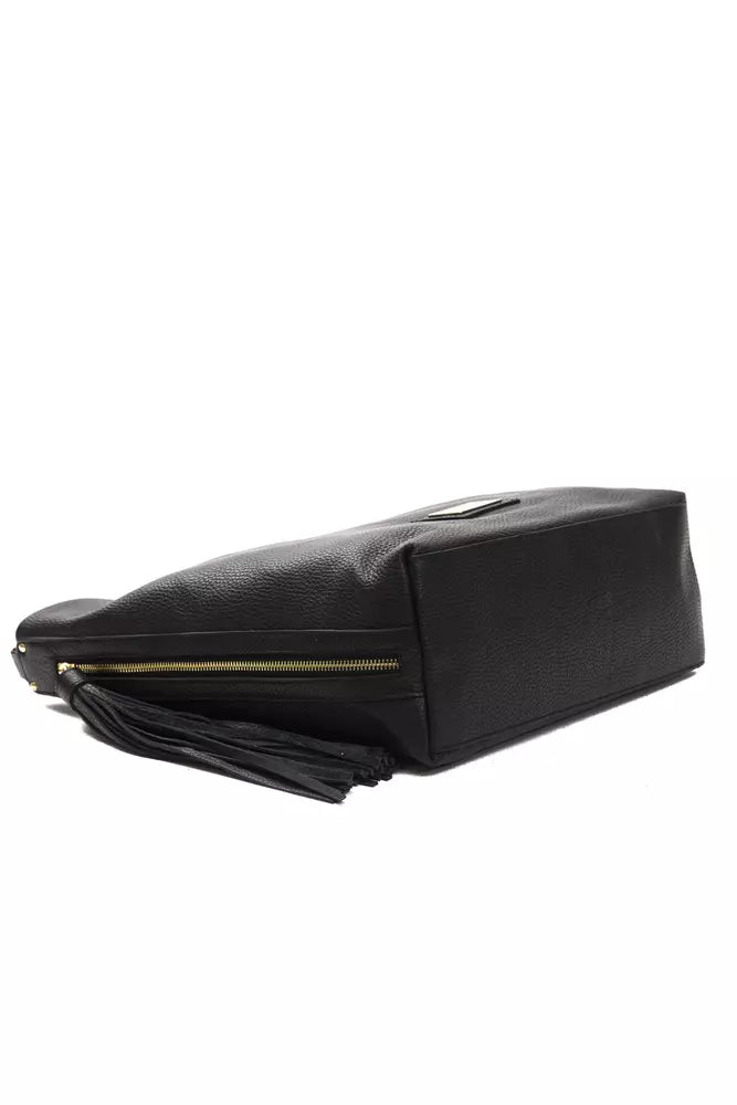 Pompei Donatella Schultertasche aus Leder in Schwarz
