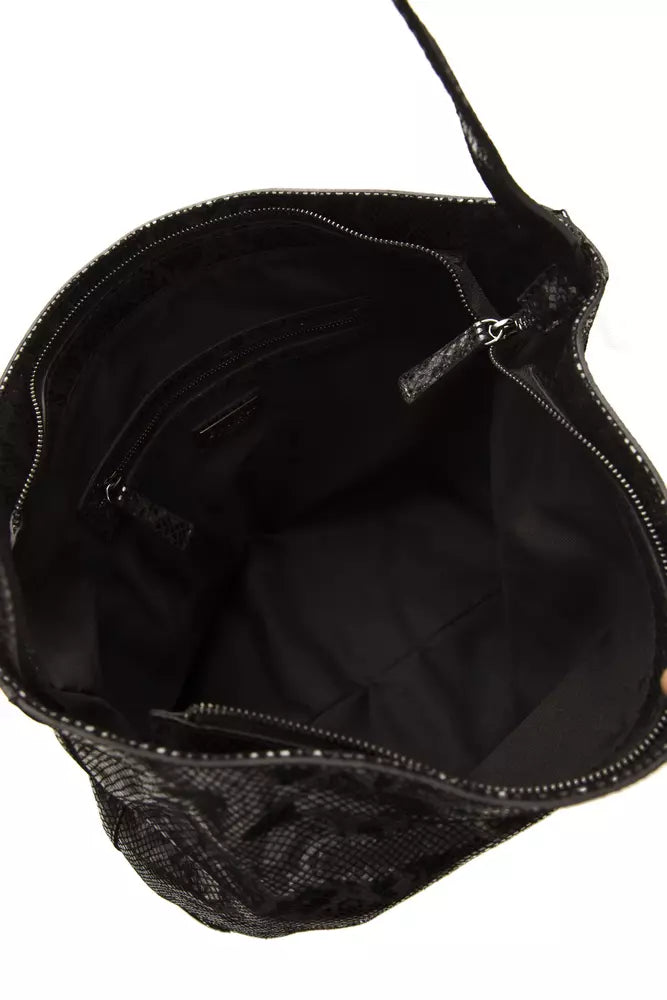 Pompei Donatella Schultertasche aus Leder in Grau mit Python-Prägung