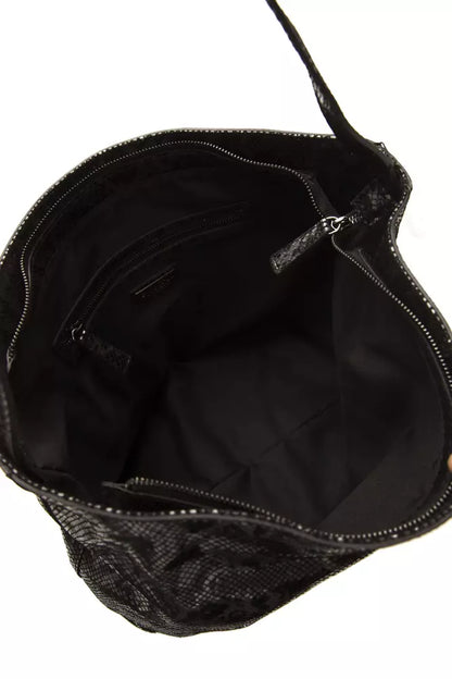 Pompei Donatella Schultertasche aus Leder in Grau mit Python-Prägung