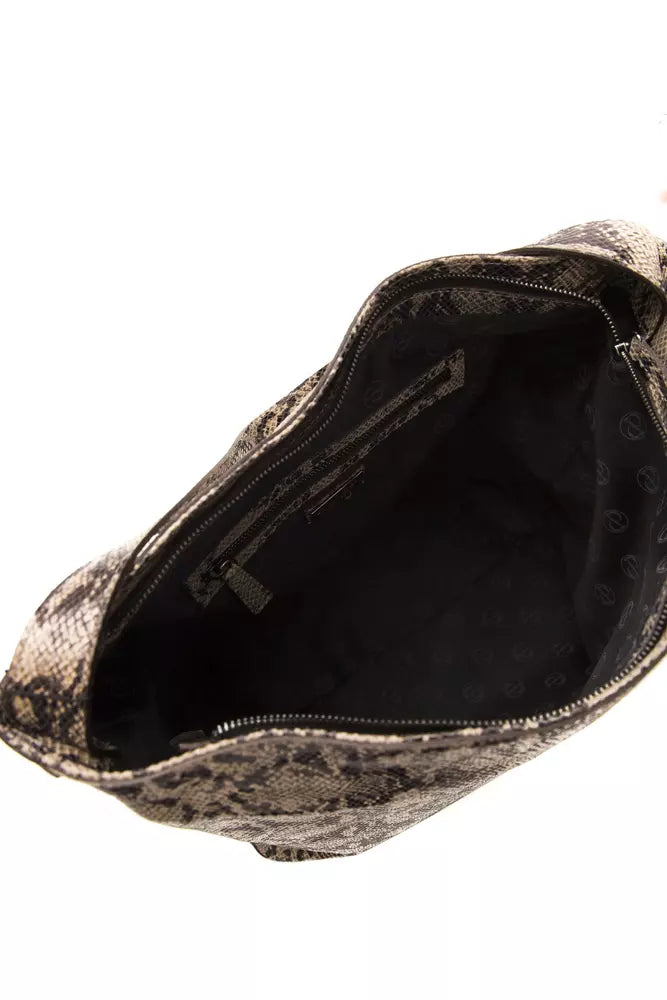 Pompei Donatella Schultertasche aus Leder in Braun mit Python-Prägung
