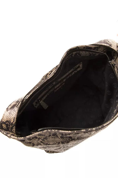 Pompei Donatella Schultertasche aus Leder in Braun mit Python-Prägung