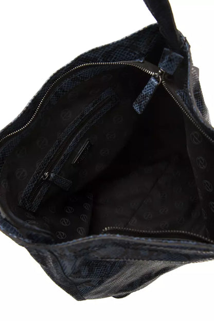 Pompei Donatella Schultertasche aus Leder in Blau mit Python-Prägung