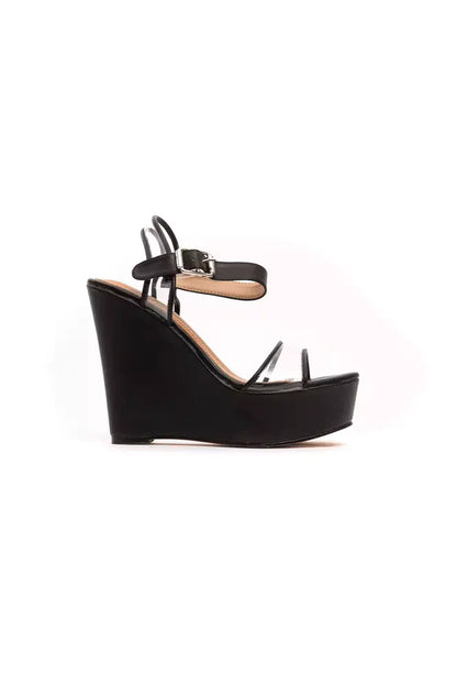 Péché Originel Plateau-Wedges in Schwarz mit transparentem Riemen