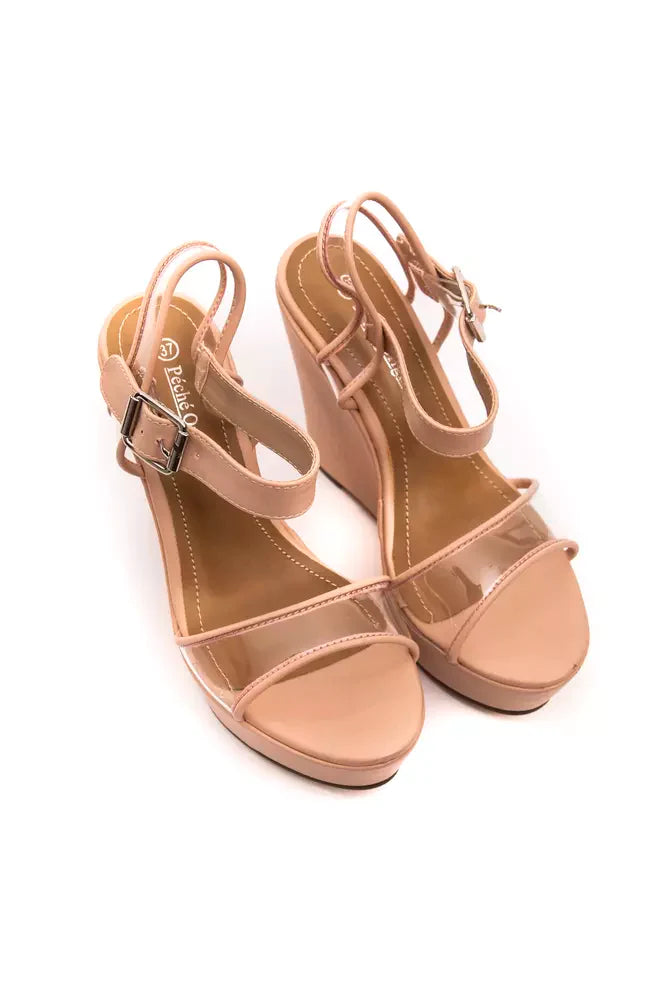 Péché Originel Plateau-Wedges in Beige mit transparentem Riemen