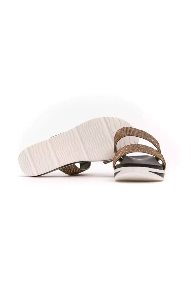 Péché Originel Low-Sandaletten in Beige mit Strass