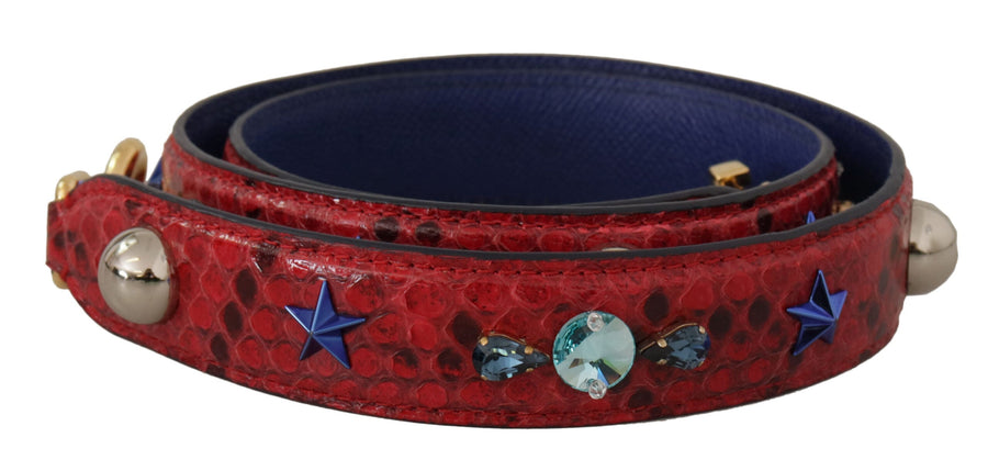Dolce & Gabbana Schulterriemen aus exotischem Leder in Rot mit Kristall-Details